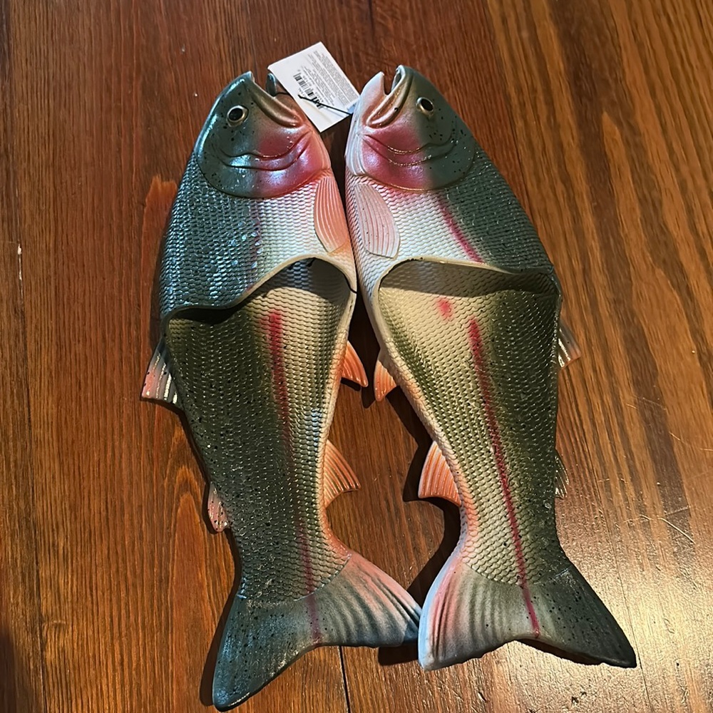 Adult large trout flip flops - great dirty Santa gift!